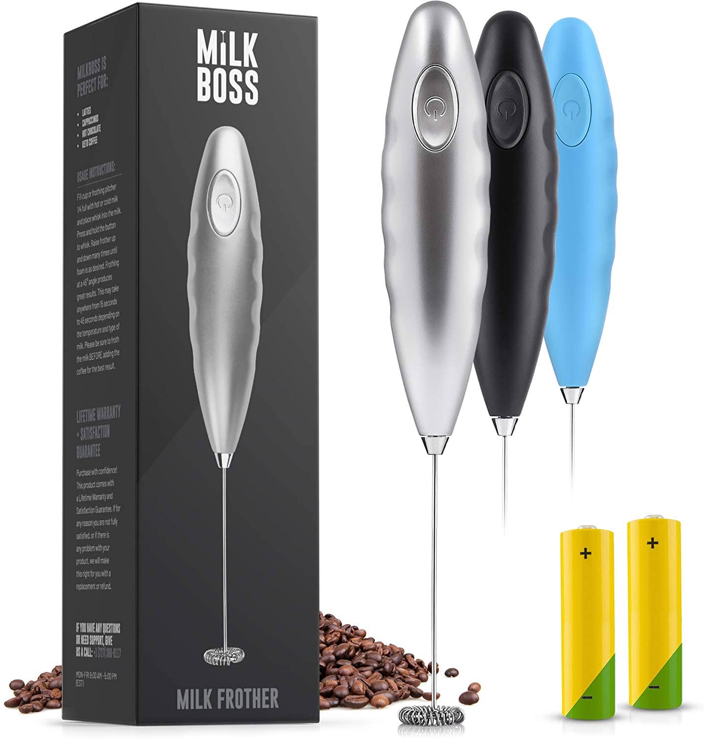 Milk Boss (Batteries Included) Double Grip Milk Frother